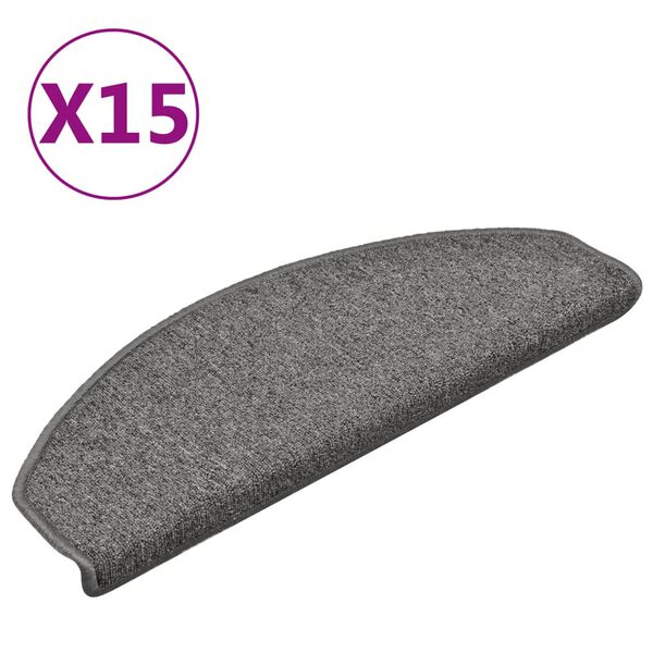 vidaXL Stigamottur 15 stk 65x24x4 cm dökkgráar hálfhringlaga stórar