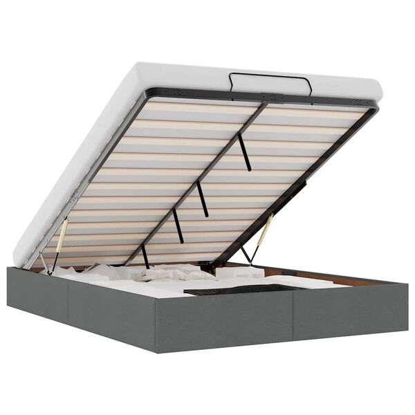 vidaXL Ottoman R&uacute;mgrind &aacute;n d&yacute;nu D&ouml;kkgr&aacute; 140x190 cm Efni