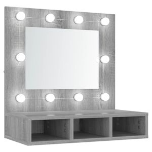vidaXL Speglaskápur með LED ljósum Grá Sonoma 60x31,5x62 cm