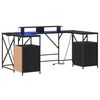 vidaXL Skrifbor&eth; Svartur Eik 182 x 101 x 87,5 cm Samsettur vi&eth;ur