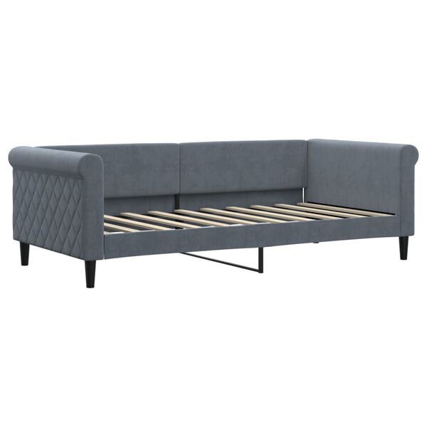 vidaXL Daybed me&eth; d&yacute;nu Dark Grey 90x190 cm Flauel
