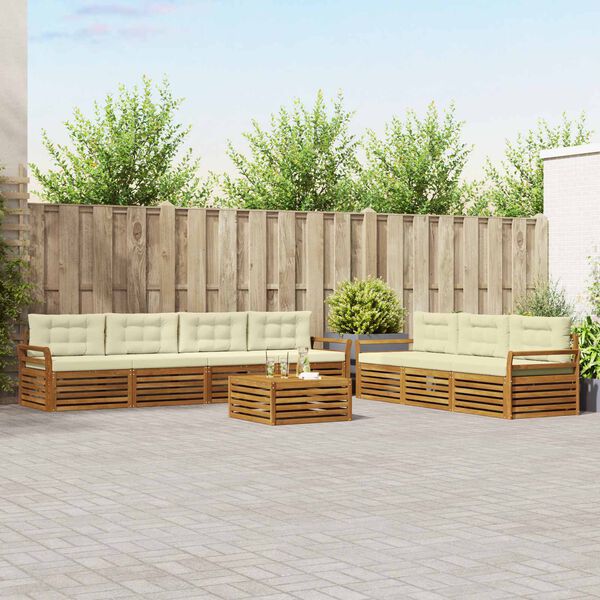 vidaXL &Uacute;ti s&oacute;fasett me&eth; p&uacute;&eth;i 8 pcs N&aacute;tt&uacute;rulegt og Krem