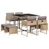 vidaXL 9 Hluta Gar&eth;s&oacute;fasett me&eth; Sessum Drapplitu&eth; Blanda P&oacute;l&yacute;rattan