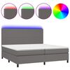 vidaXL H&oacute;lfa&eth; Springr&uacute;m me&eth; D&yacute;nu&LED Gr&aacute;tt 200x200 cm Gervile&eth;ur
