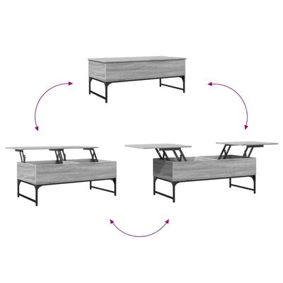 vidaXL Sófaborð Grátt Sonoma 100x50x40 Samsettur Viður og Málmur