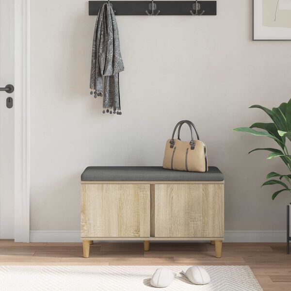 vidaXL Hallarbekk me&eth; p&uacute;&eth;i me&eth; geymslu Sonoma Eik 80 x 38 x 46 cm