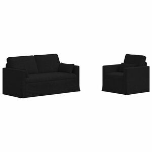 vidaXL S&oacute;fi 2 pcs Svartur 158 x 78 x 80 cm d&uacute;kur