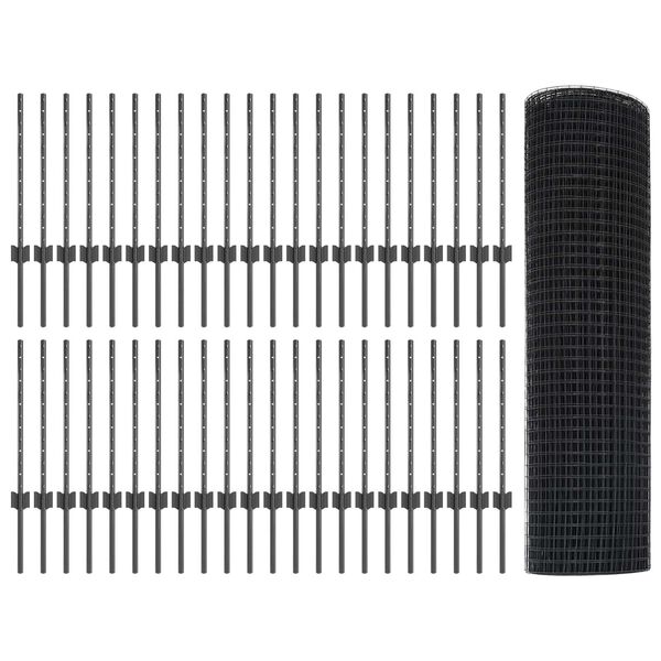 vidaXL Gir&eth;ing me&eth; p&oacute;st Gr&aacute;r 0,5 x 100 m St&aacute;l og PVC