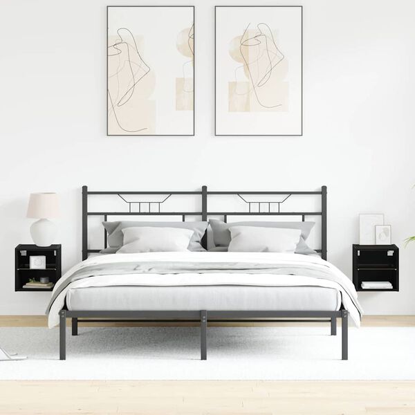 vidaXL LED veggvasakassi me&eth; Vegghengt Svartur Samsettur vi&eth;ur