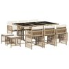 vidaXL 11 Hluta Gar&eth;s&oacute;fasett me&eth; Sessum Drapplitu&eth; P&oacute;l&yacute;rattan
