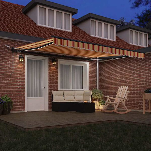 vidaXL R&uacute;&eth;ufegar me&eth; Gulur og appels&iacute;nugulur 400 &times; 300 cm P&oacute;l&yacute;ester