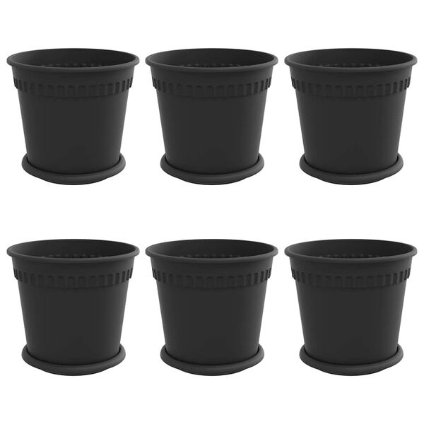 vidaXL Pl&ouml;ntupottar 6 pcs Svartur &Oslash; 19 x 16 cm Plast