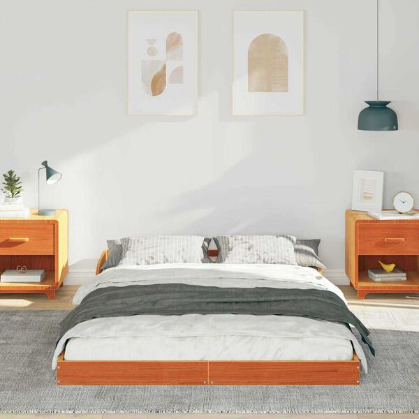 vidaXL Ramsv&iacute;k Vaxbr&uacute;nn 120 x 190 cm Solid furuhikk