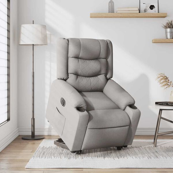 vidaXL Electric Stand up Recliner st&oacute;ll Cloud Grey Efni