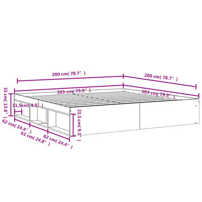 vidaXL Rúmgrind án Dýnu Hvítur 200x200 cm