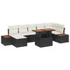 vidaXL Gar&eth;ur bor&eth;sett me&eth; p&uacute;&eth;i 8 pcs Svartur og beige