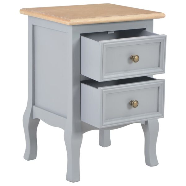 280039 vidaXL Bedside Cabinets 2 pcs Grey 35x30x49 cm MDF