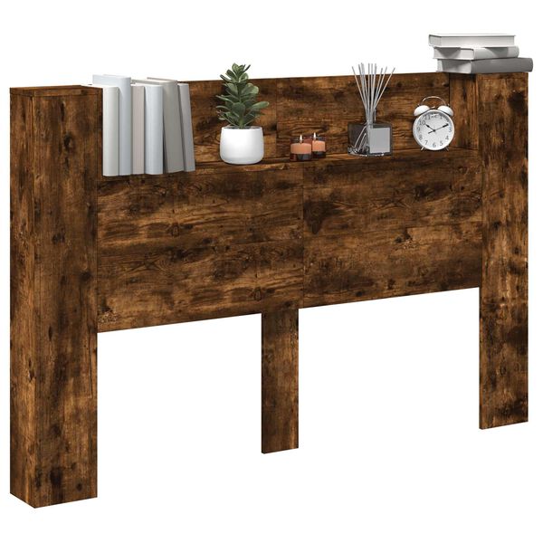 vidaXL H&ouml;fu&eth;pallur skap me&eth; LED Rau&eth;-eik 160 x 16,5 x 103,5 cm