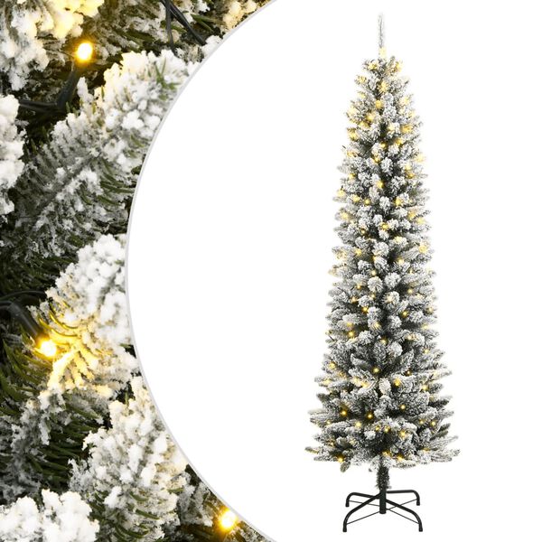 vidaXL Gervij&oacute;latr&eacute; me&eth; 150 LED-lj&oacute;sum og Snj&oacute;flygsum 120 cm