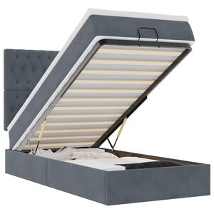 vidaXL Ottoman r&uacute;mgrind me&eth; d&yacute;num d&ouml;kkgr&aacute; 90x190cm flauel