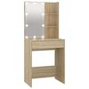 vidaXL Snyrtibor&eth; me&eth; LED lj&oacute;sum Sonoma Eikarlitur 60x40x140 cm