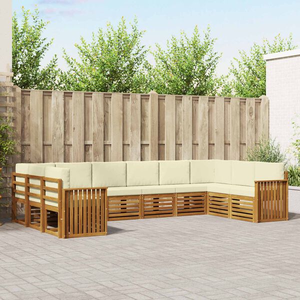 vidaXL Sofav&ouml;ruuppsettning 10 pcs N&aacute;tt&uacute;rulegt og Krem Hrein akas&iacute;utr&eacute;