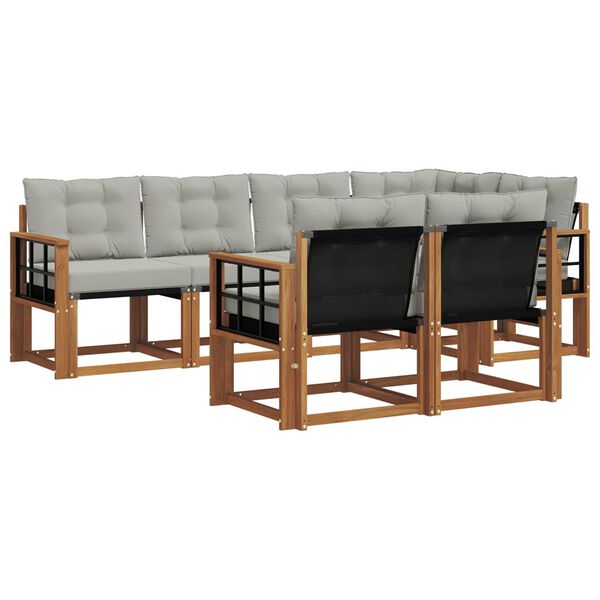 vidaXL &Uacute;ti s&oacute;fasett me&eth; p&uacute;&eth;i 7 pcs N&aacute;tt&uacute;rulegt og Lj&oacute;st Gr&aacute;tt