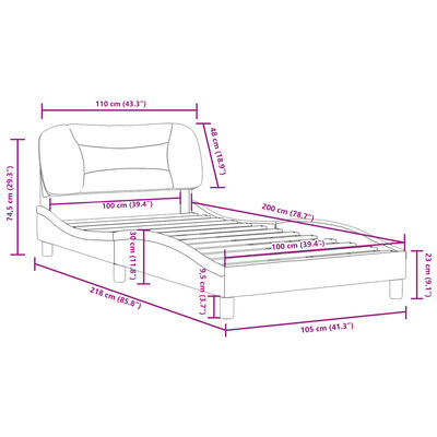 vidaXL Rúmgrind án Dýnu Mógrár 100x200 cm Textílefni