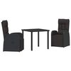 vidaXL Gar&eth;ur bor&eth;sett me&eth; p&uacute;&eth;i 3 pcs Svartur p&oacute;l&yacute;rattan