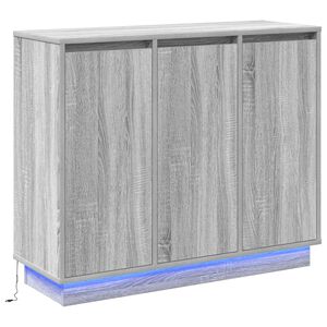 vidaXL LED Hli&eth;arsk&aacute;pur Gr&aacute;r Sonoma 90 x 32 x 75 cm Samsettur vi&eth;ur