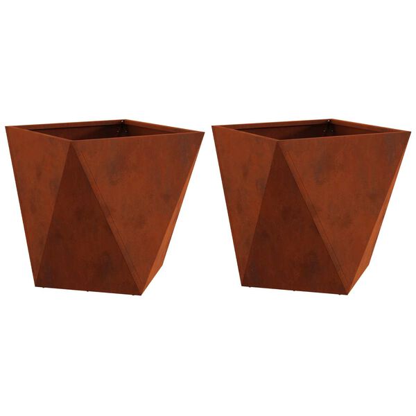 vidaXL Pl&ouml;ntuker 2 pcs Rusty 40 x 40 x 40 cm Ve&eth;ra&eth; st&aacute;l