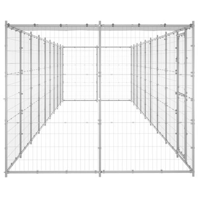 vidaXL Útihundabyrgi með Þaki Sinkhúðað Stál 21,78 m²