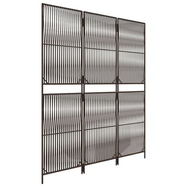 vidaXL Herbergisskilrúm 3 Þil Brúnt Pólýrattan