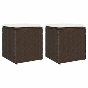 vidaXL garðstólar með púðum 2 stk Brúnn 40x40x43 cm Pólýrattan