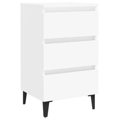 805905 vidaXL Bed Cabinet with Metal Legs White 40x35x69 cm