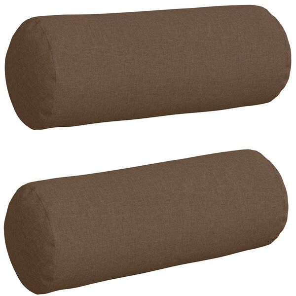 vidaXL Bolster Púðar 2 pcs Brúnn Ø 25 x 70 cm dúkur
