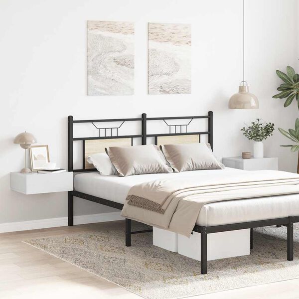 vidaXL Vegghengd Náttborð 2 stk. Glanshvít 40x30x15 cm Samsettur Viður