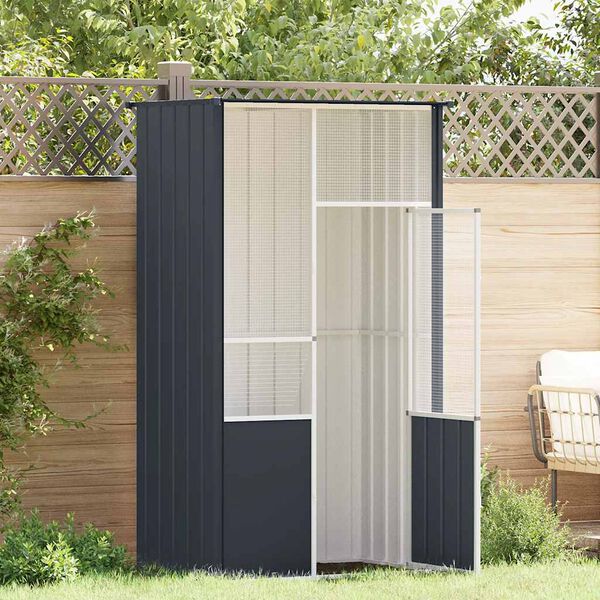 vidaXL Fuglabúr Reykgrár 115x78x200 cm Sinkhúðað Stál