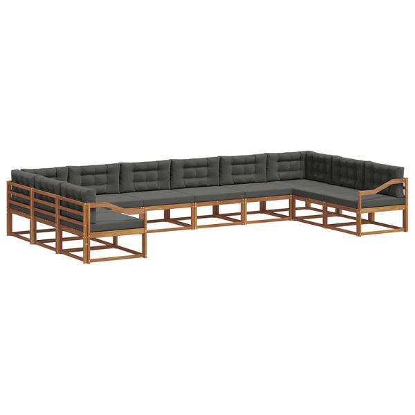 vidaXL &Uacute;ti s&oacute;fasett me&eth; p&uacute;&eth;i 10 pcs N&aacute;tt&uacute;rulegt og Antrac&iacute;t