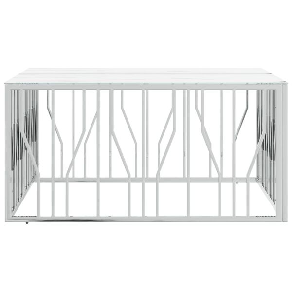 vidaXL Sófaborð Silfurlitað 100x100x50 cm Ryðfrítt Stál og Gler