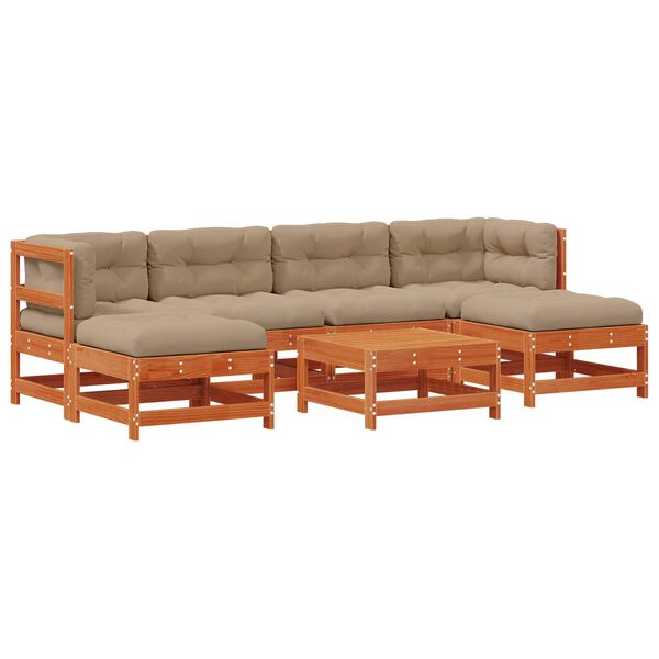 vidaXL Gar&eth;setustofa 7 pcs VaxBr&uacute;nn Mass&iacute;ft furuvi&eth;