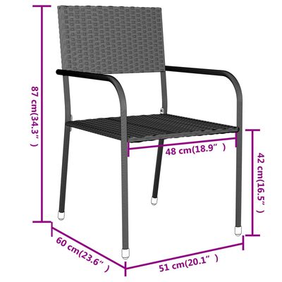 vidaXL 3 Parta Garðhúsgagnasett Pólýrattan Grátt