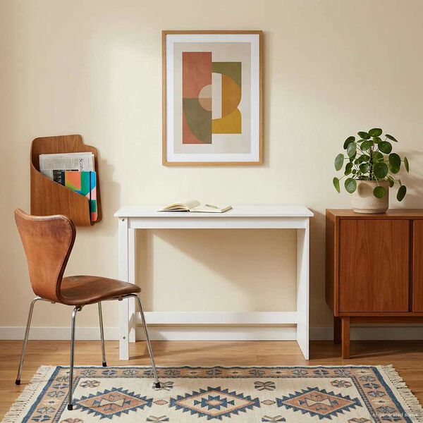 vidaXL Skrifbor&eth; Hv&iacute;tt 112 x 50 x 75 cm &THORN;&eacute;tt furutr&eacute;