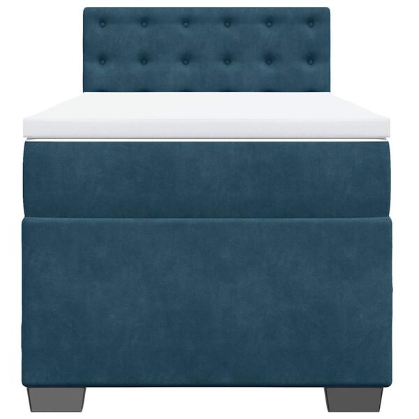 vidaXL H&oacute;lfa&eth; Springr&uacute;m me&eth; D&yacute;nu Bl&aacute;tt 90x190 cm Flauel