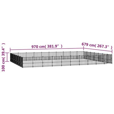 vidaXL úti hundaræktunarstál 65,86 m²