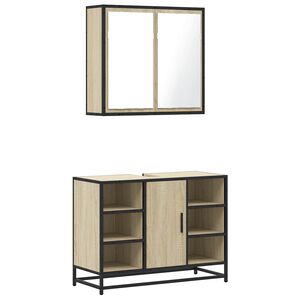 vidaXL 2 Hluta Ba&eth;herbergissett Sonoma Eik Samsettur Vi&eth;ur