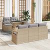 vidaXL Gar&eth;s&oacute;fa sett me&eth; p&uacute;&eth;i 6 pcs Drapplita&eth;ur Poly rattan