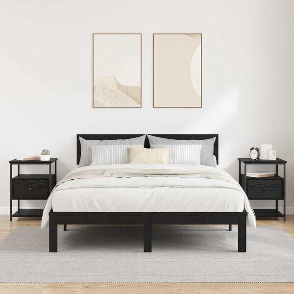 vidaXL Noat&ouml;flu sk&aacute;pur me&eth; sk&uacute;ffu 2 pcs Svartur Eik 40 x 42 x 56 cm