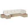 vidaXL Gar&eth;s&oacute;fa sett me&eth; p&uacute;&eth;i 7 pcs Drapplita&eth;ur p&oacute;l&yacute;rattan