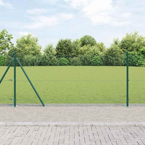 vidaXL Gir&eth;ingarp&oacute;stur Gr&aelig;nn 25 x 0,8 m (19 x 19 mm garn) St&aacute;l og PVC